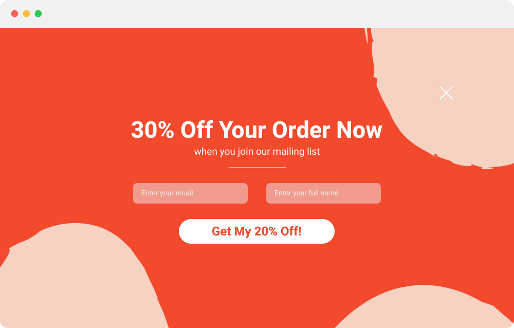 Fullscreen message pop-up Fullscreen message pop-up